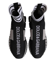 Dolce & Gabbana Black Gray Sorrento Socks Women Sneakers Shoes