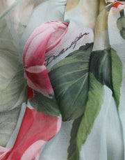 Dolce & Gabbana Blue Floral Print Tiered Long Maxi Dress