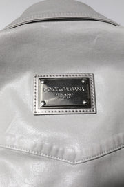 Dolce & Gabbana Metallic Gray Cotton Button Down Shirt
