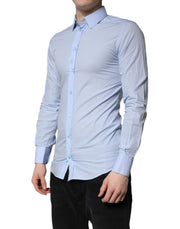 Dolce & Gabbana Light Blue Cotton GOLD Dress Formal Shirt