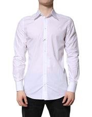 Dolce & Gabbana White Cotton GOLD Dress Formal Shirt