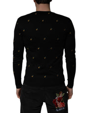 Dolce & Gabbana Black Pineapple Crew Neck Pullover Sweater