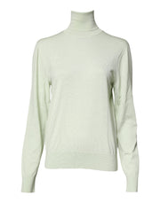 Dolce & Gabbana Light Green Wool Turtleneck Pullover Sweater