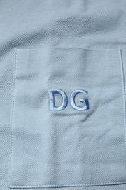 Dolce & Gabbana Blue Cotton Button Down Casual Men Polo Shirt