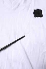 Dolce & Gabbana White Cotton Logo Patch V-neck Tee T-shirt