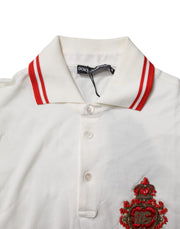 Dolce & Gabbana White Cotton Logo Collared Polo Men T-shirt