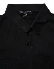 Dolce & Gabbana Black Silk Collared Polo T-shirt