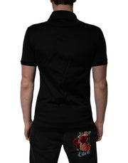 Dolce & Gabbana Black Cotton Collared Polo T-shirt