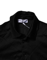Dolce & Gabbana Black Cotton Collared Polo T-shirt