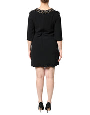 Dolce & Gabbana Black Crystal Embellished Round Neck Mini Dress