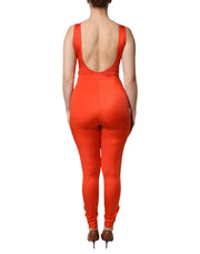 Dolce & Gabbana Orange Sleeveless Bodycon Jumpsuit Dress