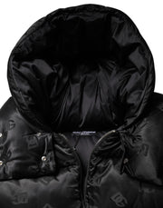 Dolce & Gabbana Black Padded Puffer Hooded Full Zip Cropped Jacket