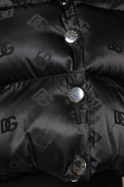 Dolce & Gabbana Black Padded Puffer Hooded Full Zip Cropped Jacket