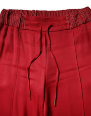 Dolce & Gabbana Red Viscose Straight Fit Pants