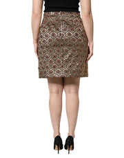 Dolce & Gabbana Brown Polyester Brocade A-line Mini Skirt
