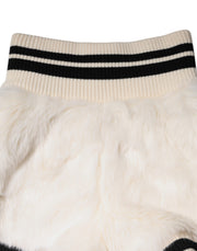 Dolce & Gabbana White Faux Fur High Waisted Hot Pants Short