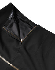 Dolce & Gabbana Black Virgin Wool High Waisted Mini Skirt