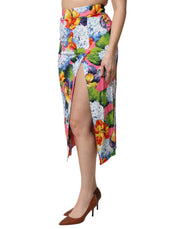 Dolce & Gabbana Multicolor Floral Print High Waist Midi Skirt
