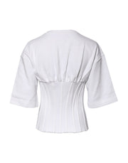 Dolce & Gabbana White Cotton Blend 3/4 Sleeves Blouse Top