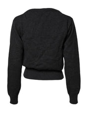 Dolce & Gabbana Grey Cashmere Deep V-neck Pullover Sweater