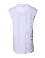 Dolce & Gabbana White Cotton Sleeveless Printed Tank T-shirt