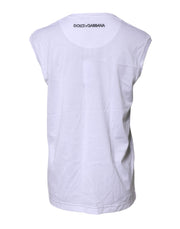 Dolce & Gabbana White Cotton Sleeveless Printed Tank T-shirt