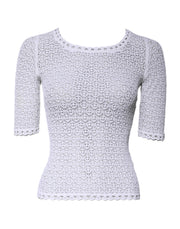 Dolce & Gabbana White Viscose Short Sleeve Crochet Top