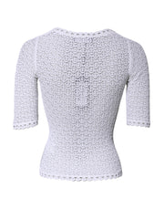 Dolce & Gabbana White Viscose Short Sleeve Crochet Top