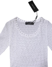 Dolce & Gabbana White Viscose Short Sleeve Crochet Top