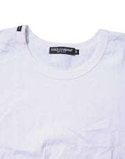 Dolce & Gabbana White Cotton Crew Neck Cropped Top T-shirt