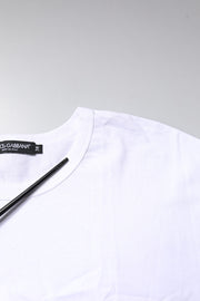 Dolce & Gabbana White Cotton Crew Neck Cropped Top T-shirt