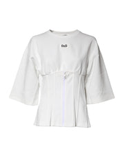 Dolce & Gabbana White Cotton Blend 3/4 Sleeves Blouse Top