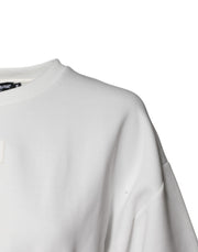 Dolce & Gabbana White Cotton Blend 3/4 Sleeves Blouse Top