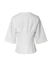 Dolce & Gabbana White Cotton Blend 3/4 Sleeves Blouse Top