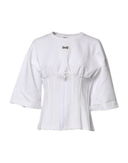 Dolce & Gabbana White Cotton Blend 3/4 Sleeves Blouse Top