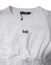 Dolce & Gabbana White Cotton Blend 3/4 Sleeves Blouse Top