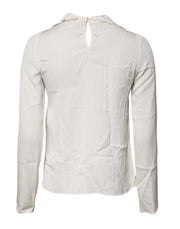 Dolce & Gabbana Cream Floral Lace Long Sleeves Blouse Top