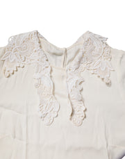 Dolce & Gabbana Cream Floral Lace Long Sleeves Blouse Top