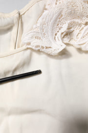 Dolce & Gabbana Cream Floral Lace Long Sleeves Blouse Top