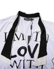 Dolce & Gabbana White Cotton Silk Blend Ascot Collar T-shirt