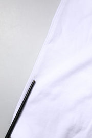 Dolce & Gabbana White Cotton Silk Blend Ascot Collar T-shirt