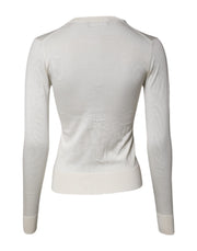 Dolce & Gabbana Cream Floral Silk Embellished Cardigan Sweater