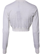 Dolce & Gabbana Cream Cashmere Knit Cropped Cardigan Sweater