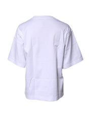 Dolce & Gabbana White Printed Cotton Round Neck Top T-shirt