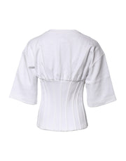 Dolce & Gabbana White Cotton Blend 3/4 Sleeves Blouse Top