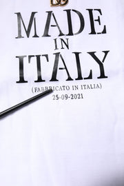 Dolce & Gabbana White Printed Round Neck Top Cotton T-shirt