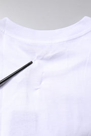 Dolce & Gabbana White Printed Round Neck Top Cotton T-shirt