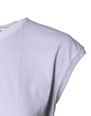 Dolce & Gabbana White Cotton Sleeveless Round Neck Tank Top