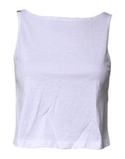 Dolce & Gabbana White Cotton Sleeveless Round Neck Tank Top