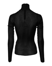Dolce & Gabbana Black Knit Long Sleeves Turtleneck Slim Top